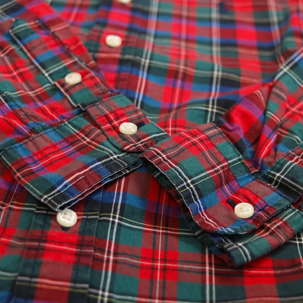 Ralph Lauren Tartan Plaid Button Down Shirt Kids Size 6 Red Blue Green LS Preppy